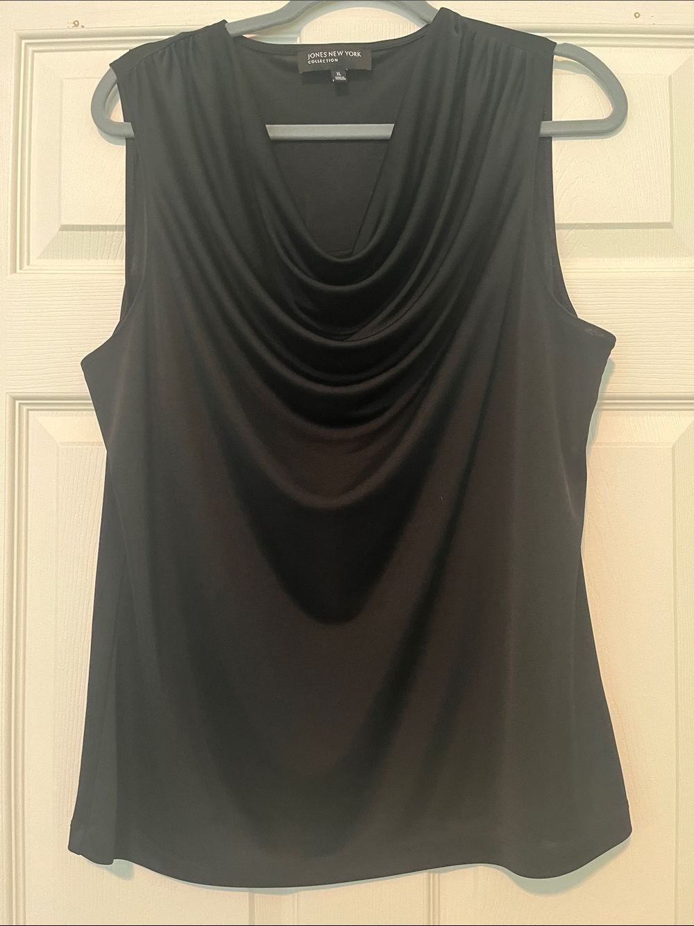 Jones New York Black Draped Cowl Neck Sleeveless Blouse